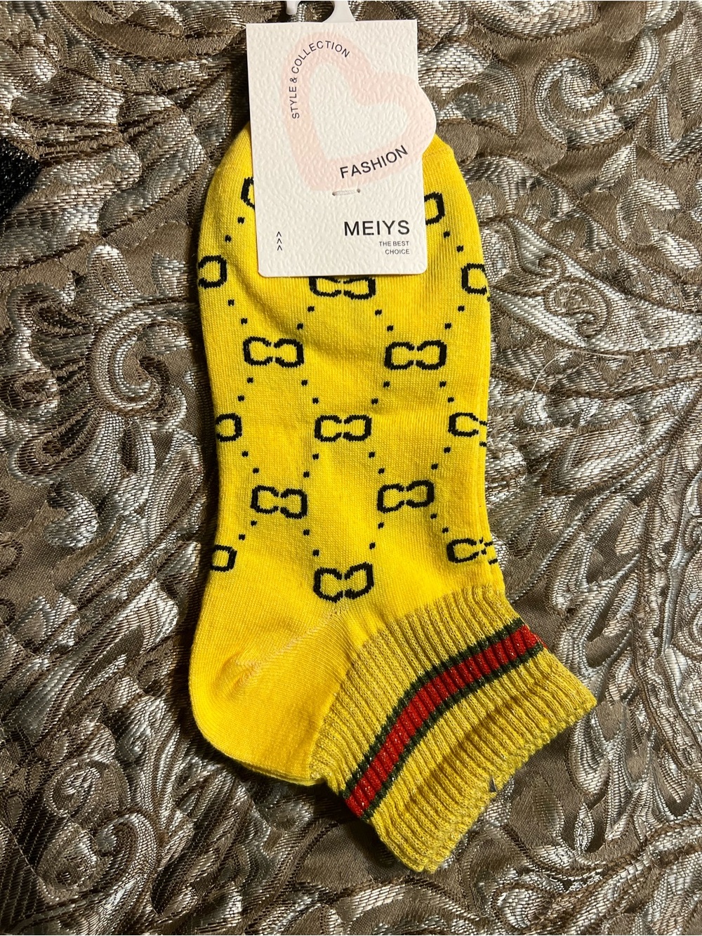 Fashion Patterned Women Ankle Socks - Yellow, Black, Gray (3-Pack) NWT - Picture 4 of 6